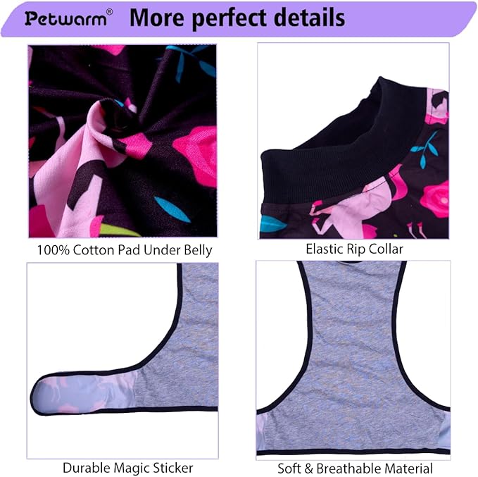 PetWarm Dog Surgery Recovery Suit Male Neuter, Recovery Suit for Dogs, Onesie for Dogs, Spay and Neuter,Prevents Licking Cotton Protect Dog Abdominal, Unicorn Pattern, Black, XL