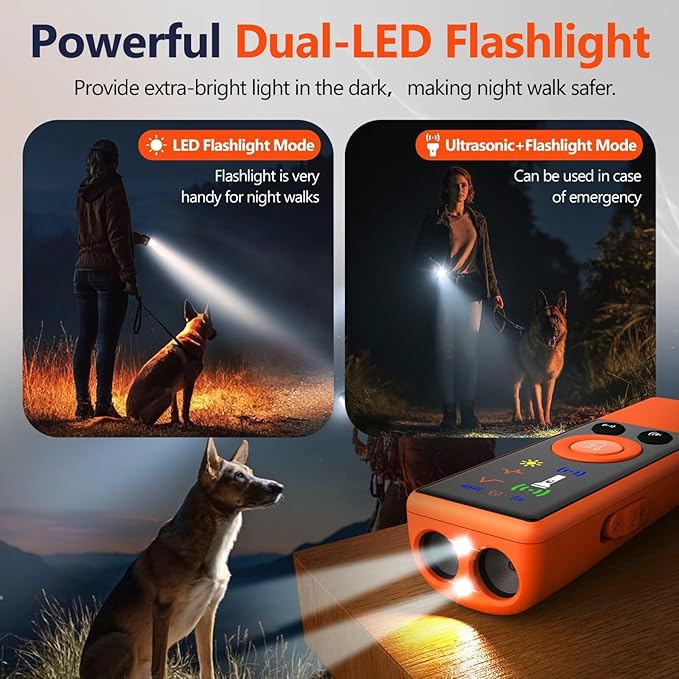 Ultrasonic Dog Bark Deterrent Device, Anti-Barking Control Device with LCD Screen & 3 Modes, Dog Training Tools to Stop Bad Behaviors, Safe Trainer Up to 35ft for Indoor Outdoor Use-02