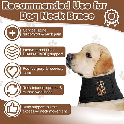 Dog Neck Brace with Hot/Cold Compress, Cervical Spine Support Collar for Dogs with IVDD, Neck Pain, Injury & Post-Surgery Recovery(S)