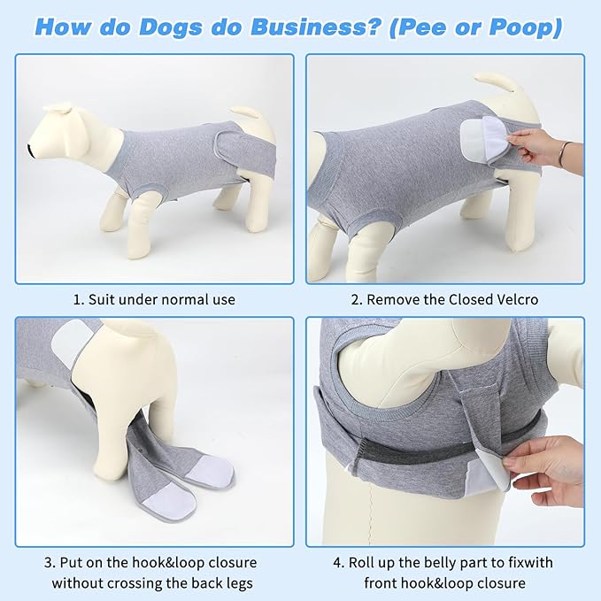 2 Packs Breathable Cotton Dog Recovery Suit for After Neuter Spay Abdominal Wounds Protector, Professional Anti-Licking Onesies for Male Female Pets Surgery Bandages, 2XL Red & Blue Pure