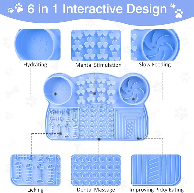 Slow Feeder Insert Dog Indoor Pet Bowl (Blue Panda)