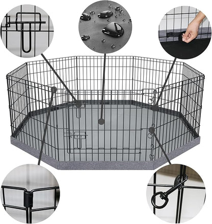 PETIME Foldable Metal Dog Exercise Pen/Pet Puppy Playpen Kennels Yard Fence Indoor/Outdoor 8 Panel 24" W x 30" H with Bottom Pad (with Bottom pad, 8 Panels 30" H)