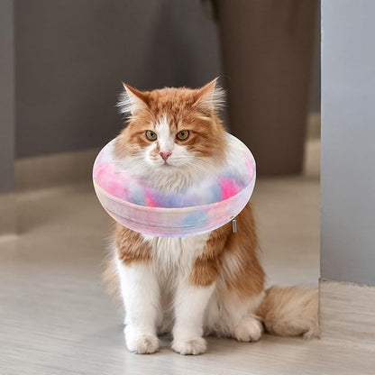 Dog Cone, Uadonile Inflatable Cone Collar for Dogs and Cats, Dog Neck Collar Recovery E-Collar Alternative After Surgery, Elizabethan Collar for Dogs Recovery(Tie-dye Pink Blue, M)