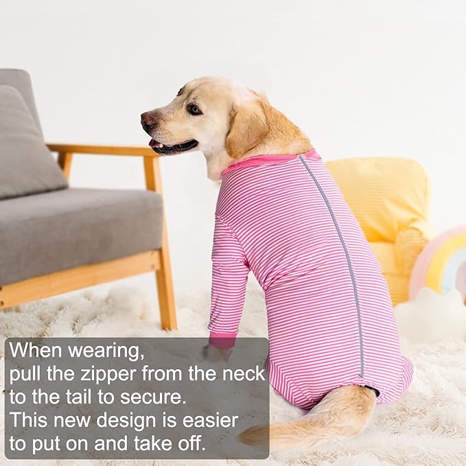 Yeapeeto Dog Onesie Surgery Recovery Suit for Large Medium Bodysuit Dogs Pajamas PJS Full Body for Shedding, Prevent Licking, Wound Protection, Cone Alternative (6X-Large (Pack of 1), Pink)