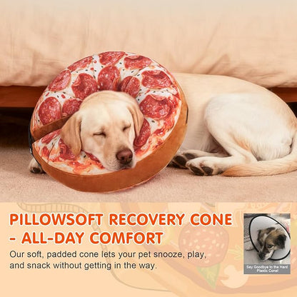 BEAUTYZOO Dog Cone Alternative After Surgery for Large Medium Small Dogs, Soft Inflatable Cone Collar for Dogs Cats, Pet Neck Donut E Collar Dog Recovery Collars to Stop Licking, Pizza, L
