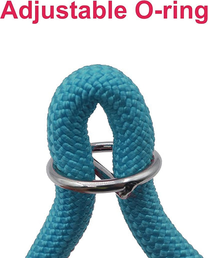 Braided Round Martingale Dog Collar, Training Collar with Slidable Stop Ring - Ideal for Small Medium Dogs (M- (1/3") - 18" Long, Light Blue)