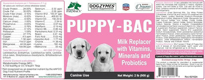 Dogzymes Puppy-Bac Milk Replacer formulated with The Proper ratios of Protein, Fat and nutrients for Growing Puppies (8 Ounce)