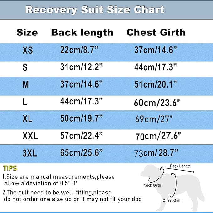Dog Surgery Recovery Suit - After Spay, Abdominal Wounds Post Surgical Recovery, Anti Licking Breathable Dog Onesies for Small, Medium & Large Pet, Alternative Bandages Cone E-Collar