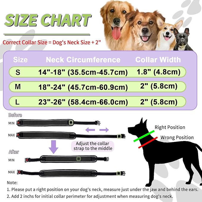 Martingale No Pull Dog Collar for Large Medium Dogs Training Walking, Heavy Duty Nylon Reflective Adjustable Anti Pull Slip Collar with Buckle L Black