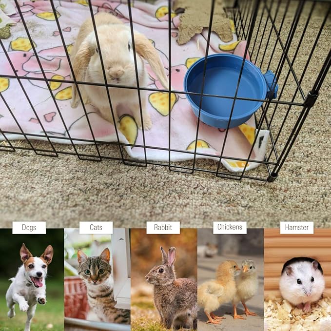 PETLESO Indoor Pet Small Heated Water Bowl, Cat Thermal Bowl in Winter, 600ML Hanging Heated Water Bowl for Rabbit Cage Dog Crate, Indoor USB Portable Warm Dish for Dogs Cats Rabbits Birds, Blue