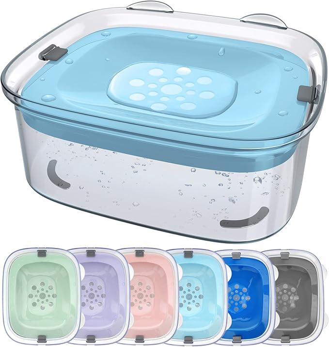 AONKEY 3L Dog Water Bowl No Spill, 101oz Large Spill Proof Dog Bowl Reduce Refill, Anti Splash No Mess Dispenser Dripless Slow Drinking Water Bowl for Sloppy Messy Drinkers (Sky Blue)