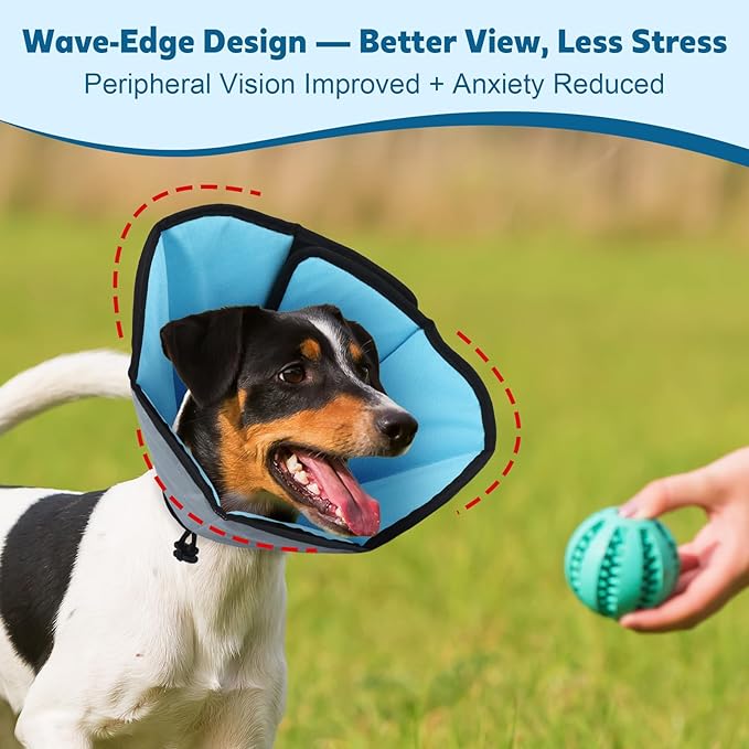 Soft Dog Cone Collar After Surgery: Long Alternative Comfortable Comfy Fabric Recovery Shame Elizabethan Stop Licking Small Medium Large Dogs (Blue, XL)