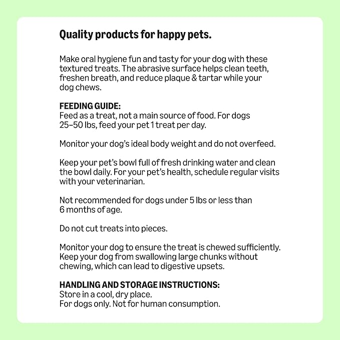 Amazon Basics Dental Dog Treats to Help Clean Teeth & Freshen Breath for Medium Dogs, Unflavored, Per Pack: 36 Count, 2.25 pounds (Previously Wag)