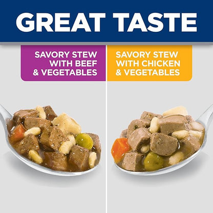 Hill's Science Diet Small & Mini, Adult 1-6, Small & Mini Breeds Premium Nutrition, Wet Dog Food, Variety Pack: Chicken & Vegetables; Salmon & Vegetables Stew, 3.5 oz Tray Variety Pack, Case of 12