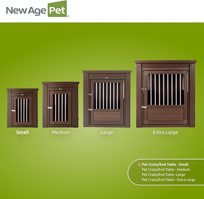 New Age Pet ECOFLEX InnPlace Dog Crate & End Table, Indoor Furniture Style Pet Kennel for Small, Medium, Large & XL Dogs, Durable Composite, Russet Brown, Small