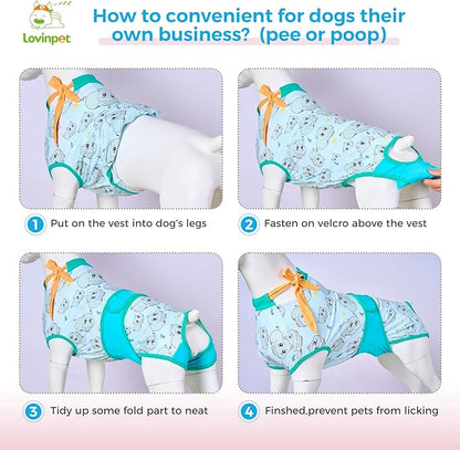 LovinPet Dog Spay Recovery Suit Female - Dog Surgical Recovery Suit Male Female & Male Anti-Licking Protection Full Body Coverage for Anti-Shedding