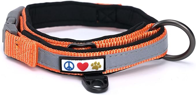 Pawtitas Lumberjack Padded Martingale Collar for Dogs | Soft Neoprene Dog Collar for Your pet's Comfort Made with Reflective Band for Maximum Visibility | Fits Small and Large Pets - Small Orange