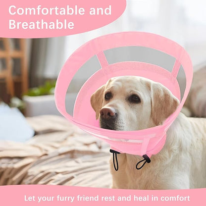 ASENKU Dog Cone Collar, Soft Adjustable Cone for Dogs to Stop Licking, Lightweight Recovery Dog Cone After Surgery, Pet E-Collar for Small, Medium & Large Dogs (Pink, S)
