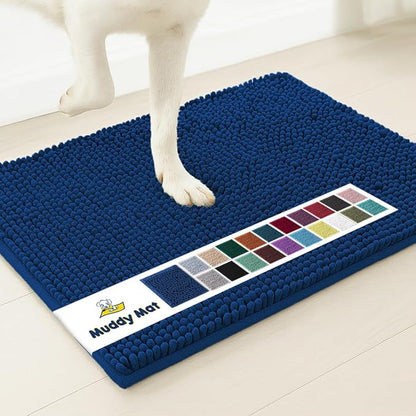 Muddy Mat® | Super Absorbent Door Mat Indoor, Microfiber Quick Dry Chenille Entryway Rug, Non-Slip Front Door Mat, Indoor Mats for Entryway, Machine Washable Pet Rug, Navy Blue XXXL 72"X48"