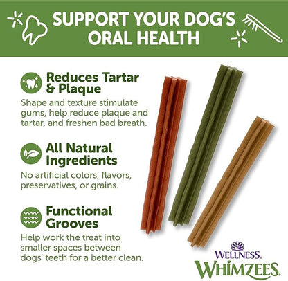 Whimzees Wellness Stix Dog Dental Treat, Chews, Freshens Breath, Small Size Sticks, 14.81 oz Bag, 28 Count