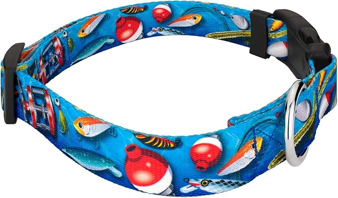 Country Brook Petz - Gone Fishin' Everyday Dog Collar and Leash - Sports and Athletics Collection Featuring Spirited Designs (1 Inch, Extra Large)