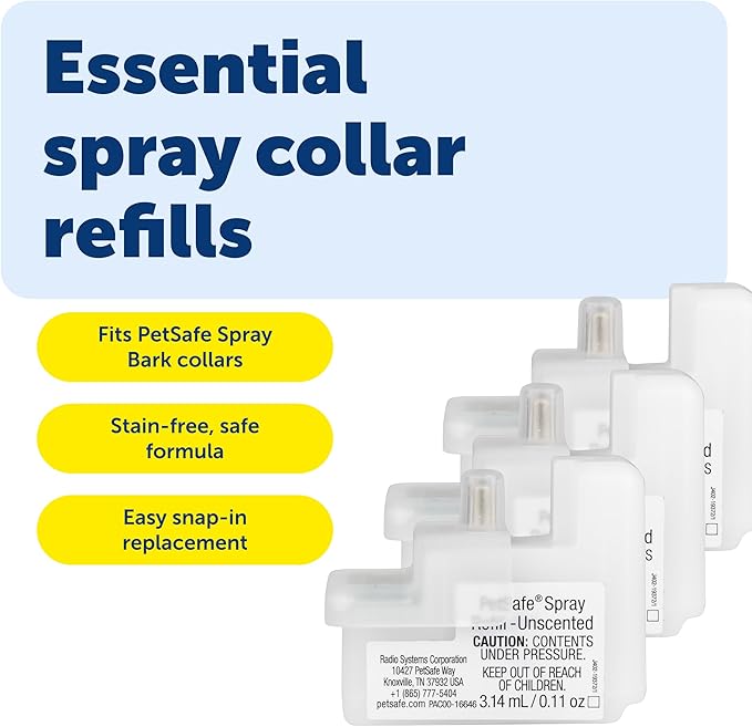 PetSafe Spray Refill - Unscented - No-Mess Replacement Cartridges Spray Dog Bark Collar Remote Training Collar - Refill Cartridge Only - 3-Pack - PAC00-16646