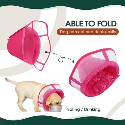 Kuoser Medium Dog Cone Collar After Surgery, Soft Cone for Dogs to Stop Licking, Breathable Pet Recovery Collar Comfy Elizabethan Collars, Adjustable Protective Dog Cones for Medium Dogs, Rose M