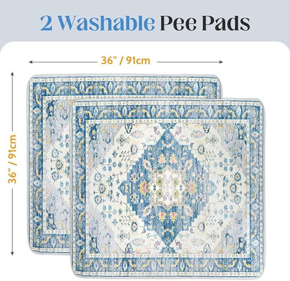 Washable Pee Pads for Dogs 2 Pack Reusable Puppy Training Pads 36"x36" Super Absorbent Waterproof Dog Training Pads, Non-Slip Potty Pads Whelping Pads Litter Mat Pet Supplies - Orange/Mix