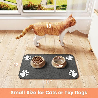 Pet Feeding Mat-Absorbent Pet Placemat for Food and Water Bowl, with Waterproof Rubber Backing, Quick Dry Water Dispenser Mat for Dog and Cat (24"x16", Lime Green)