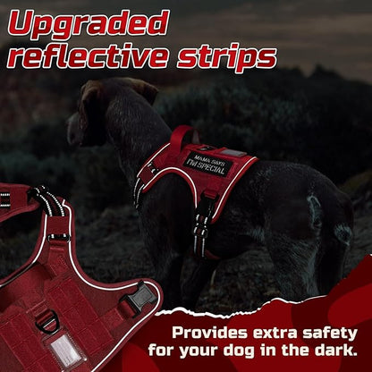 rabbitgoo Tactical Dog Harness for Large Dogs, No Pull Military Service Vest with Handle & Molle, Easy Control for Training Walking, Adjustable Reflective Straps, Red, L