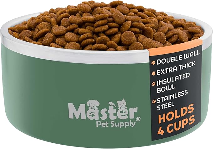 Master Pet Supply Stainless Steel Dog Bowls - 32 oz, Heavy Duty - Camo Patrol, Double Wall Extra-Thick Insulated, Non-Slip Pet Water Bowl for Dogs, Cats & Pets, Anti Rust Metal, Dish Washer Safe