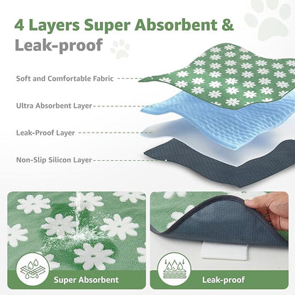 LOOBANI Extra Large Whelping Pad, Non-Slip Dog Pee Pads Washable, Fast Absorbent Reusable Pee Pads for Dogs, Waterproof and Leakproof Dog Playpen Mat for Floor, Crate, Potty (48"x48",2 Packs)