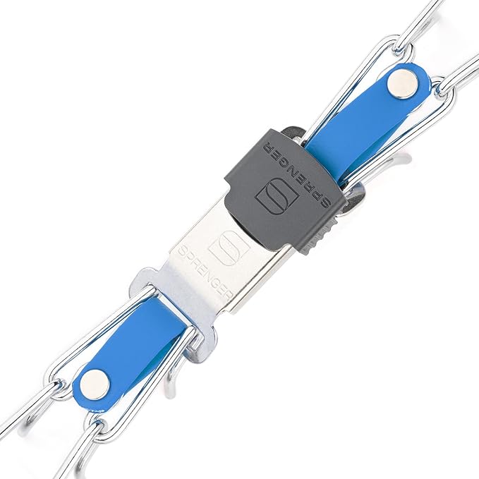 Herm Sprenger Chrome Plated Steel Dog Collar with Quick Release ClicLock Buckle and Biothane Insert Training Collar for Dogs Made in Germany (Cerulean Blue, 23in x 3.2mm(Neck Size up to19-20in))