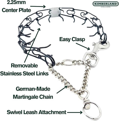 Clasp 2.25mm Stainless Dog Training Collar for Large Breeds | 16” Prong Collar for Dogs 26lbs & Up | No-Pull Collar | Behavior Aid | Canary Yellow