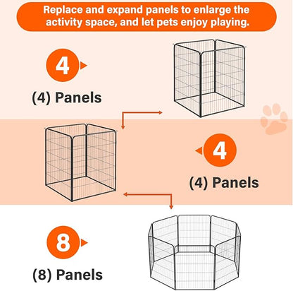 FDW Dog Playpen Dog Pen Dog Kennel 4 Panels 40 Inch Height Indoor Outdoor Folding Metal Portable Puppy Exercise Pen Heavy Duty Dog Fence for Yard Camping,Black