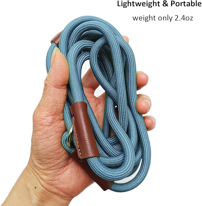 BTINESFUL 7FT Slip Lead Dog Leash, Strong Nylon Rope Leash, 1/4 inch Lightweight Dog Training Lead for Small Medium Large Dogs, Misty Blue