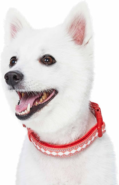 Blueberry Pet 3 Colors 3M Reflective Jacquard Neoprene Padded Adjustable Dog Collar, Coral