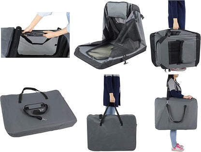 EliteField 3-Door Folding Soft Dog Crate with Carrying Bag and Fleece Bed (2 Year Warranty), Indoor & Outdoor Pet Home (30" L x 21" W x 24" H, Gray)