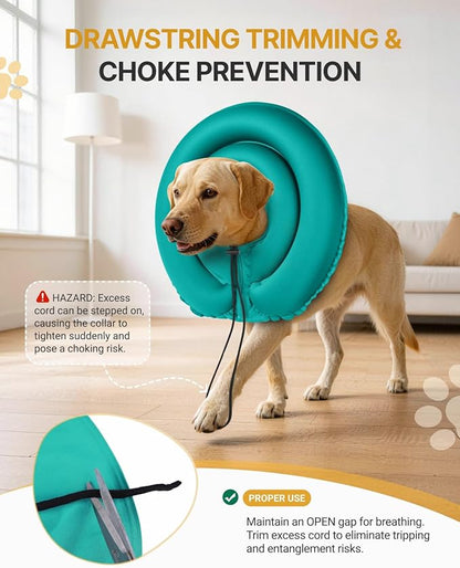 MIDOG Soft Inflatable Dog Cone - Comfortable Alternative After Surgery that Doesn't Block Vision, Patented Donut Recovery Collar Prevents Licking for Large & Medium Dogs (L)