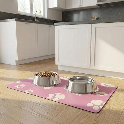 Pet Feeding Mat Dog Cat Food Mat Absorbent No Stains Quick Dry Rubber Bottom Anti-Slip Water Bowl Mats Easy to Clean for Indoor Pet Placemats Water Dispenser Mat