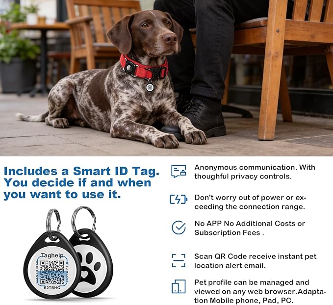 Tactical AirTag Dog Collar Waterproof with QR ID Tag, Military Training Dog Collar with Built-in AirTag Holder, Strong Metal Buckle & Control Handle, GPS Tracking Collar for Medium Dogs (Red, M)