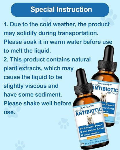 Natural Antibiotics for Dogs - 60ML Dog Antibiotic Drops - Itchy Skin Relief - Allergy Relief - Immune Support - with Organic Natural Ingredients - Bacon Flavor