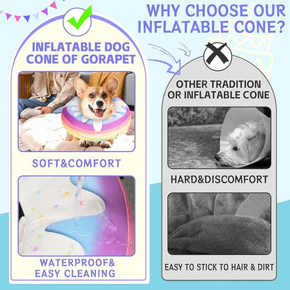 Inflatable Dog Cone Collar Alternative After Surgery, Donut Soft Neck Cone for Golden & German Shepherd Extra Large Dogs, etc, Protective Comfortable E Collar Recovery Cone Not Block Vision