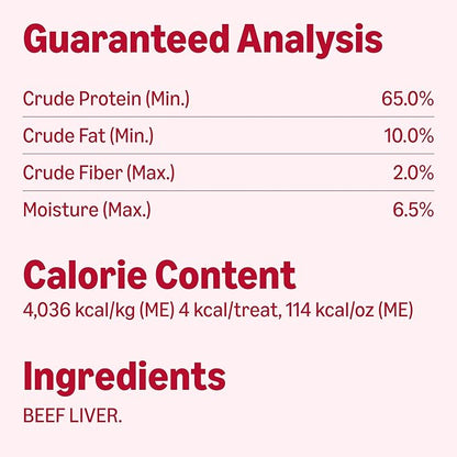 Amazon Basics Freeze-Dried Raw Single Ingredient Dog Treats (Previously Wag), Beef Liver, High Protein, Grain-Free, 3.3 Ounce (Pack of 2), Packaging May Vary