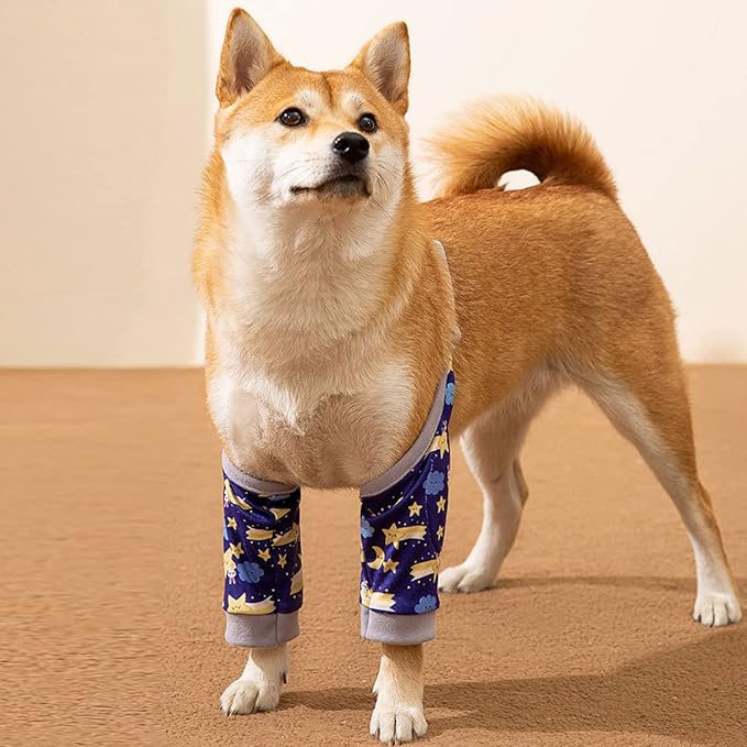 HDKUW Dog Front Leg Braces Recovery Sleeve, Pet Knee Brace Wounds Protector for Medium Large Dog Blue Star 3XL
