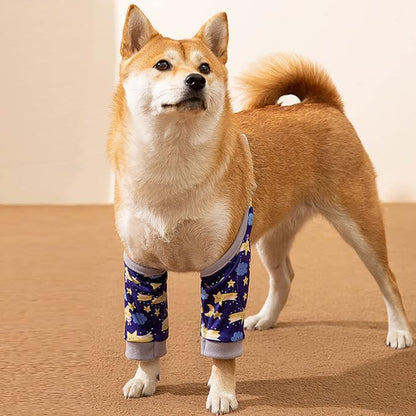 HDKUW Dog Front Leg Braces Recovery Sleeve, Pet Knee Brace Wounds Protector for Medium Large Dog Blue Star L