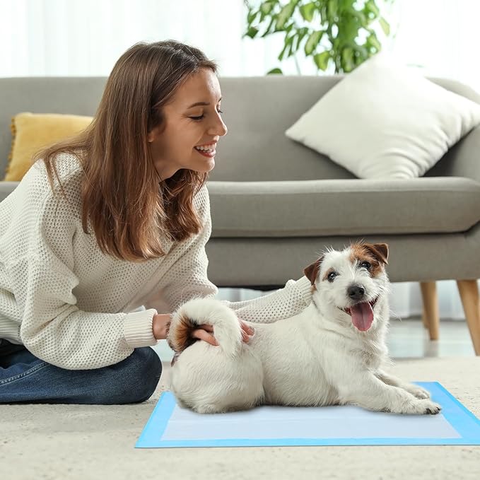 FluffyDream Super Absorbent Waterproof Dog and Puppy Pet Training Pad, Housebreaking Pet Pad,Blue (22"x22"(100PCS))
