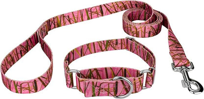 Country Brook Petz - Pink Waterfowl Camo Martingale Dog Collar and Leash - Camouflage Collection Featuring Rugged Designs (1 Inch, Medium)