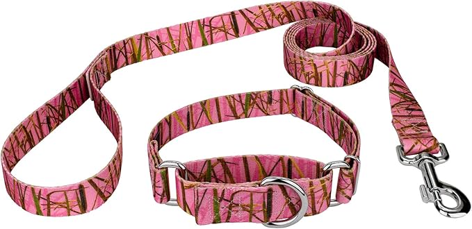 Country Brook Petz - Pink Waterfowl Camo Martingale Dog Collar and Leash - Camouflage Collection Featuring Rugged Designs (1/2 Inch, 2XS)