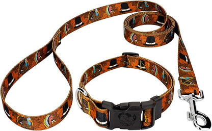 Country Brook Petz - Thanksgiving Tradition Everyday Dog Collar and Leash - Awesome Autumn Collection Featuring Designs You'll Fall for (1 Inch, Medium)